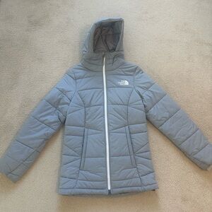 North Face Gray Hooded Puffer Jacket